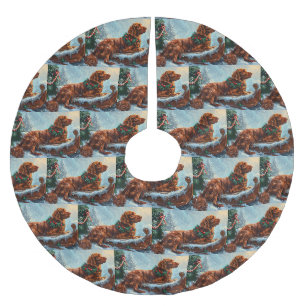 Irish Red Setter Dog Christmas Festive Brushed Polyester Tree Skirt