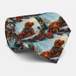 Irish Red Setter Dog Christmas Festive Tie