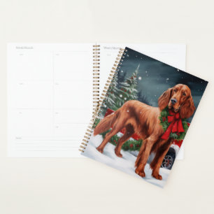 Irish Red Setter Dog in Snow Christmas Planner