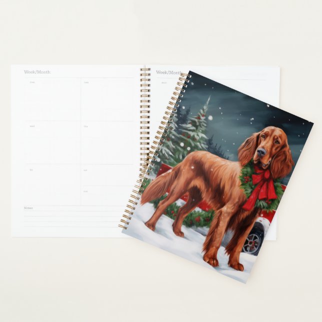 Irish Red Setter Dog in Snow Christmas Planner (Display)