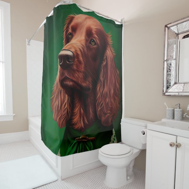 Irish Red Setter Dog in St. Patrick's Day Dress (In Situ)