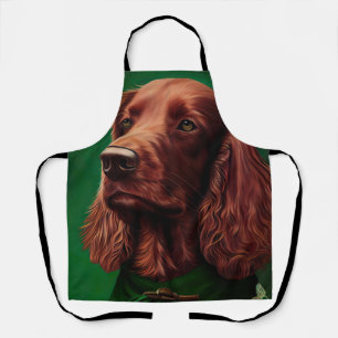 Irish Red Setter Dog in St. Patrick's Day Dress Apron