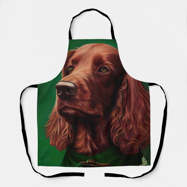 Irish Red Setter Dog in St. Patrick's Day Dress Apron (Front)