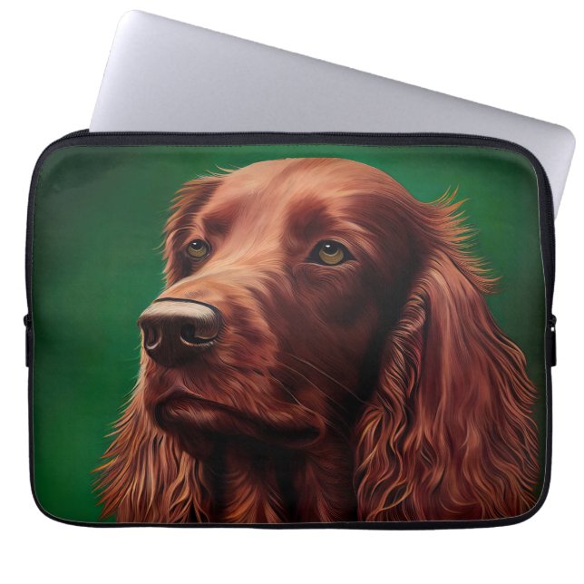 Irish Red Setter Dog in St. Patrick's Day Dress Laptop Sleeve (Front)
