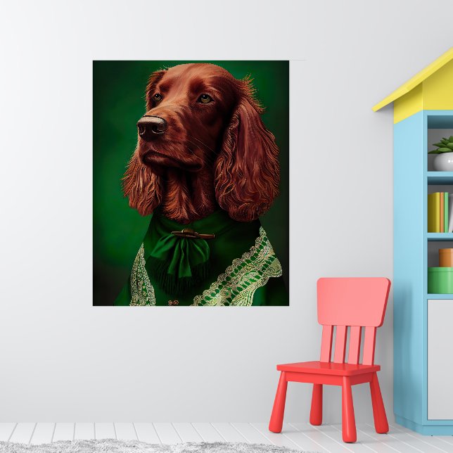 Irish Red Setter Dog in St. Patrick's Day Dress Poster (Nursery 1)