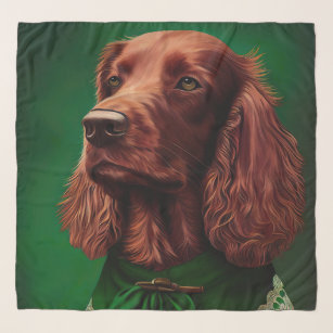 Irish Red Setter Dog in St. Patrick's Day Dress Scarf
