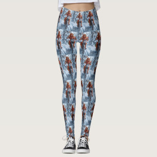 Irish Red Setter Dog Riding Motorcycle Christmas Leggings