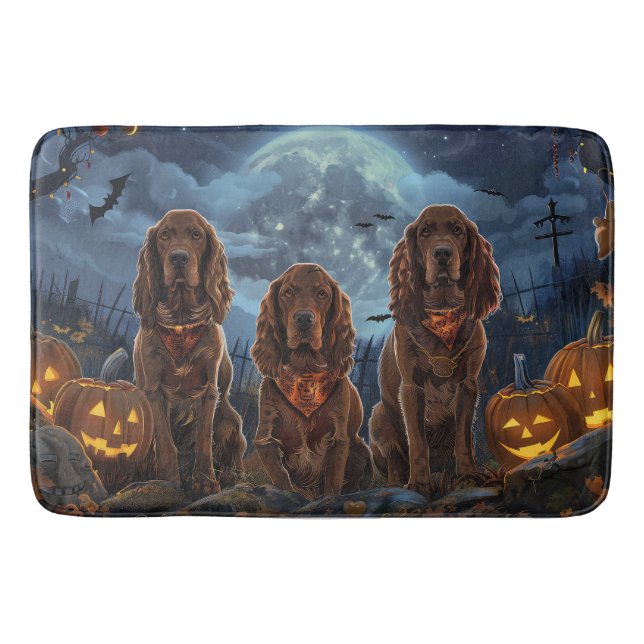 Irish Red Setter Halloween Spooky Bath Mat (Front)