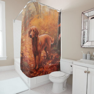 Irish Red Setter in Autumn Leaves Fall Inspire 