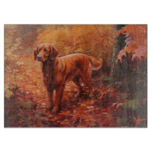 Irish Red Setter in Autumn Leaves Fall Inspire Cutting Board
