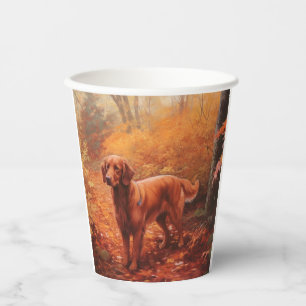 Irish Red Setter in Autumn Leaves Fall Inspire  Paper Cups