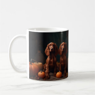 Irish Red Setter Puppy Autumn Delight Pumpkin Coffee Mug