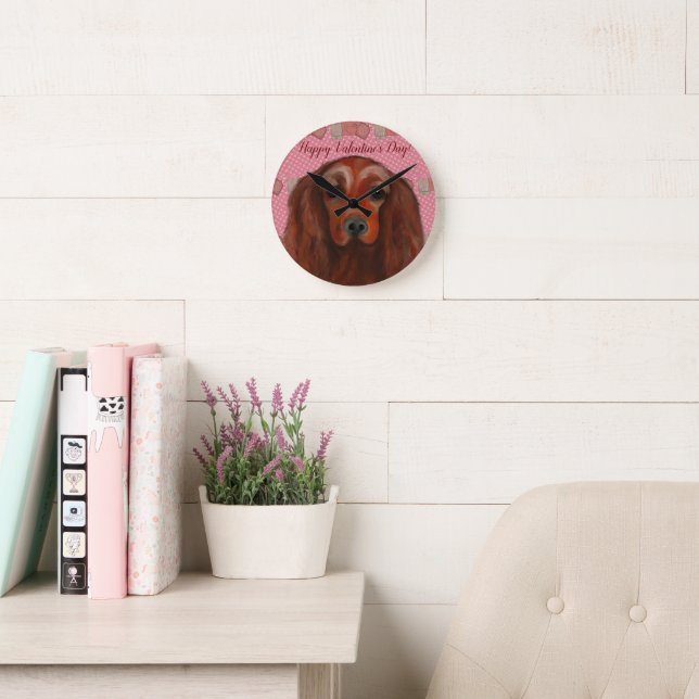 Irish Red Setter        Round Clock (Reading Room)