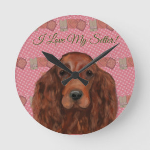 Irish Red Setter Round Clock