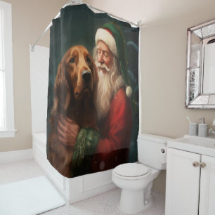 Irish Red Setter Santa Claus Festive Christmas