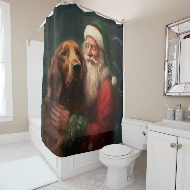 Irish Red Setter Santa Claus Festive Christmas (In Situ)