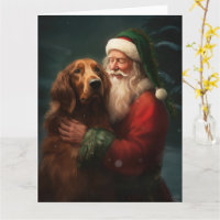 Irish Red Setter Santa Claus Festive Christmas