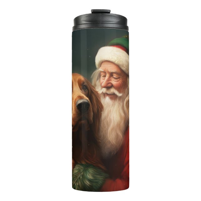 Irish Red Setter Santa Claus Festive Christmas Thermal Tumbler (Front)