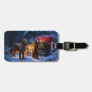 Irish Red Setter Snowy Sleigh Christmas Decor  Luggage Tag