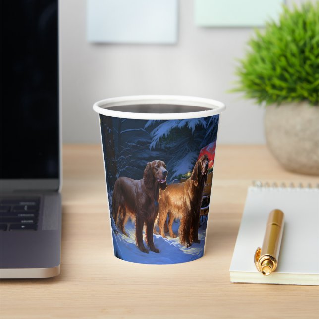 Irish Red Setter Snowy Sleigh Christmas Decor  Paper Cups (Insitu)