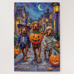 Irish Red Setter Trick-or-Treating Halloween Jigsaw Puzzle