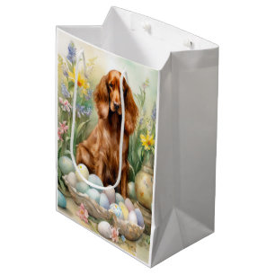 Irish Red Setter with Easter Eggs Medium Gift Bag