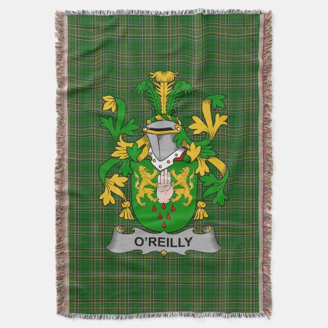 Irish Reilly or O_Reilly Coat of Arms Family Cres Throw Blanket (Front Vertical)