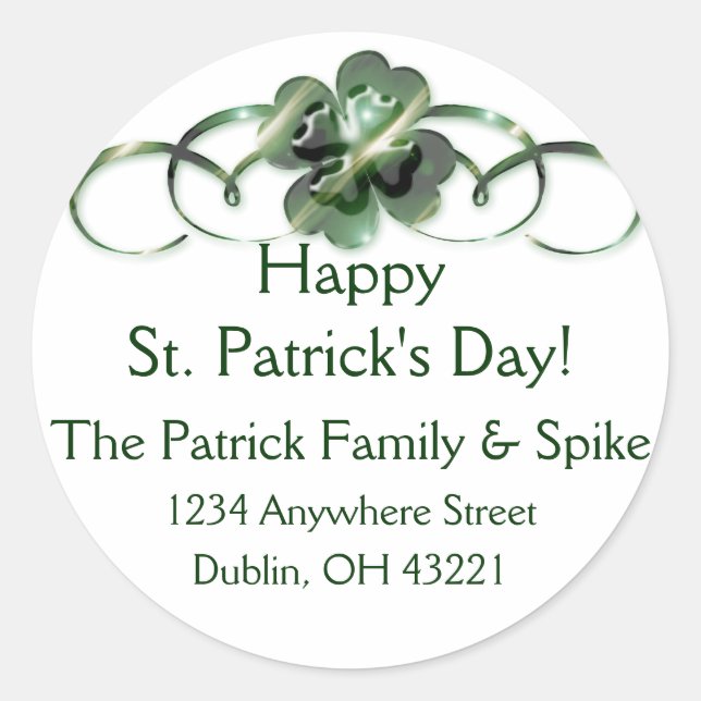Irish Return Address Labels :: Shamrock Design 10 (Front)
