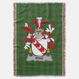 Irish Ring or O_Ring Coat of Arms Family Crest Ir Throw Blanket