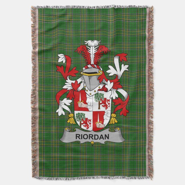  Irish Riordan or O_Rearden Coat of Arms Family Cr Throw Blanket (Front Vertical)