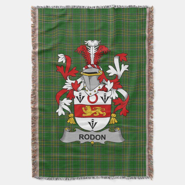  Irish Rodon or Rodden Coat of Arms Family Crest I Throw Blanket (Front Vertical)