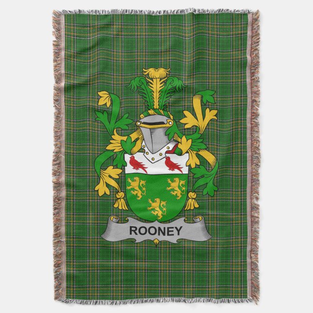  Irish Rooney or  O_Rooney Coat of Arms Family Cre Throw Blanket (Front Vertical)