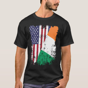 Irish Roots Half American Flag Ireland Flag T-Shirt