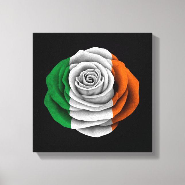 Irish Rose Flag on Black Canvas Print (Front)