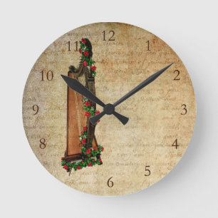 Irish Rose Harp Clock