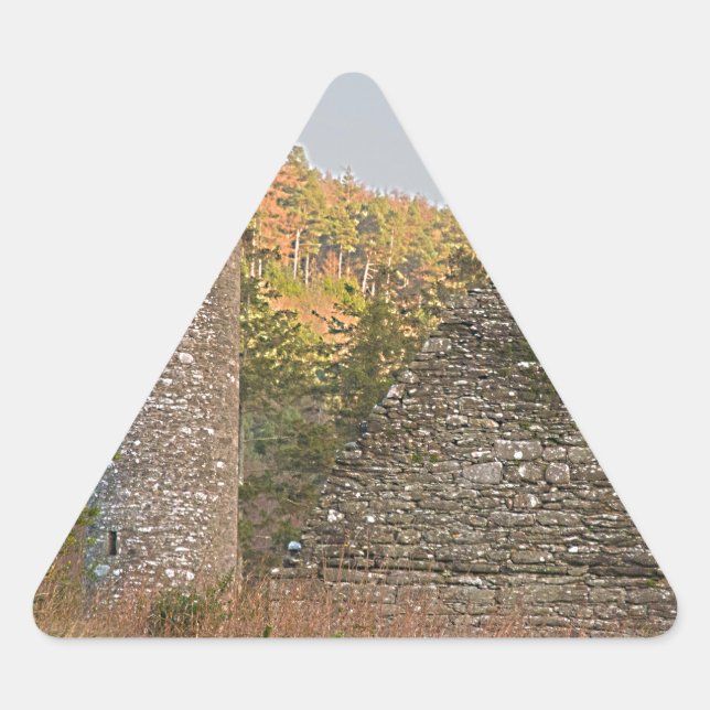 Irish Round Towers over 1,000 years old Triangle Sticker (Front)