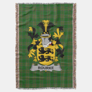 Irish Rourke or O_Rourke Coat of Arms Family Cres Throw Blanket
