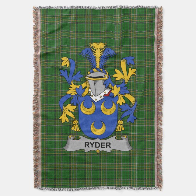  Irish Ryder Coat of Arms Family Crest Ireland Throw Blanket (Front Vertical)