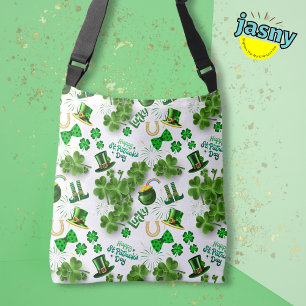 Irish Saint Patrick’s Day Shamrock Green White Crossbody Bag
