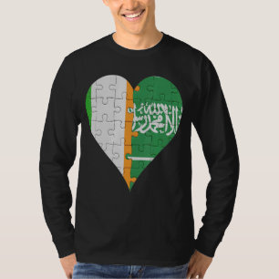 Irish Saudi Arabian Flag Heart T-Shirt