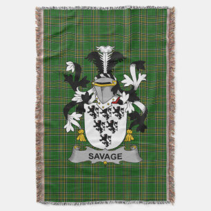 Irish Savage Coat of Arms Family Crest Ireland Throw Blanket
