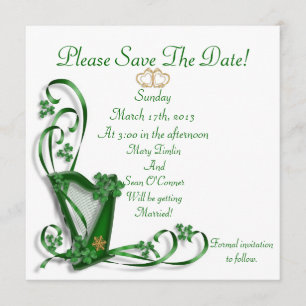 Irish Save the date for Wedding, Harp
