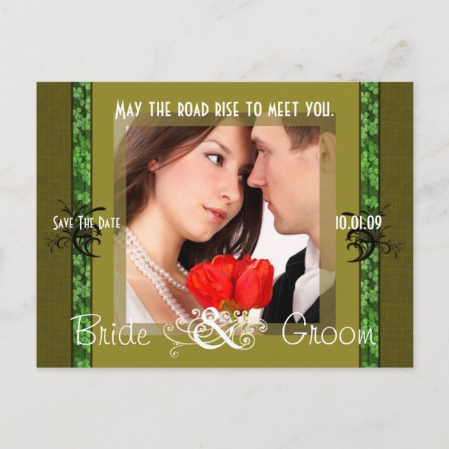 Irish Save The Date with Your Photo Announcement Postcard (Front)