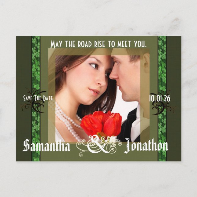 Irish Save The Date with Your Photo Announcement Postcard (Front)