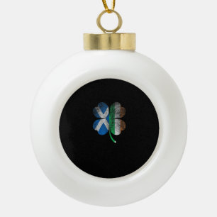 Irish Scottish flag Shamrock Ireland Saint Patrick Ceramic Ball Christmas Ornament