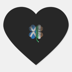 Irish Scottish flag Shamrock Ireland Saint Patrick Heart Sticker
