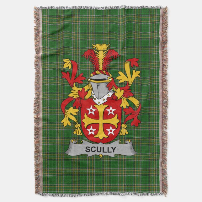  Irish Scully or O_Scully Coat of Arms Family Cres Throw Blanket (Front Vertical)