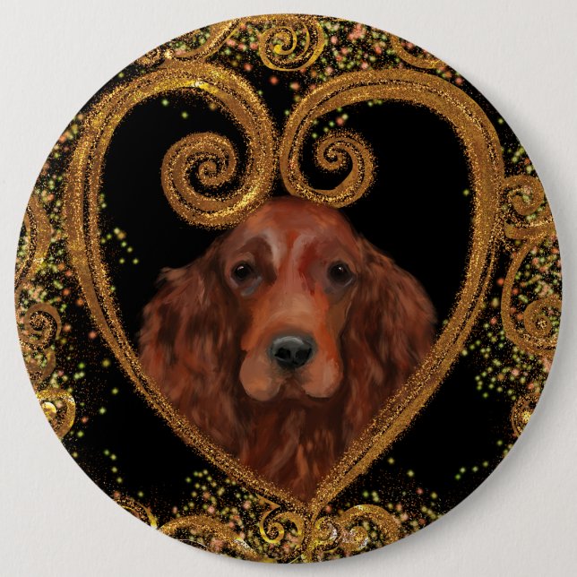  IRISH SETTER 6 INCH ROUND BUTTON (Front)