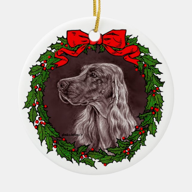 Irish Setter Art by Glenda S. Harlan Ceramic Ornament (Front)