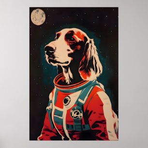 Irish Setter Astronaut Poster, Irish Setter Retro Poster
